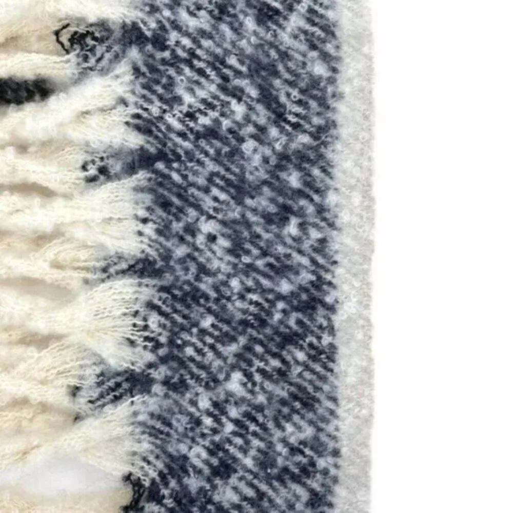 Women’s Fuzzy Fringe Oversized Blanket Scarf Pink Grey